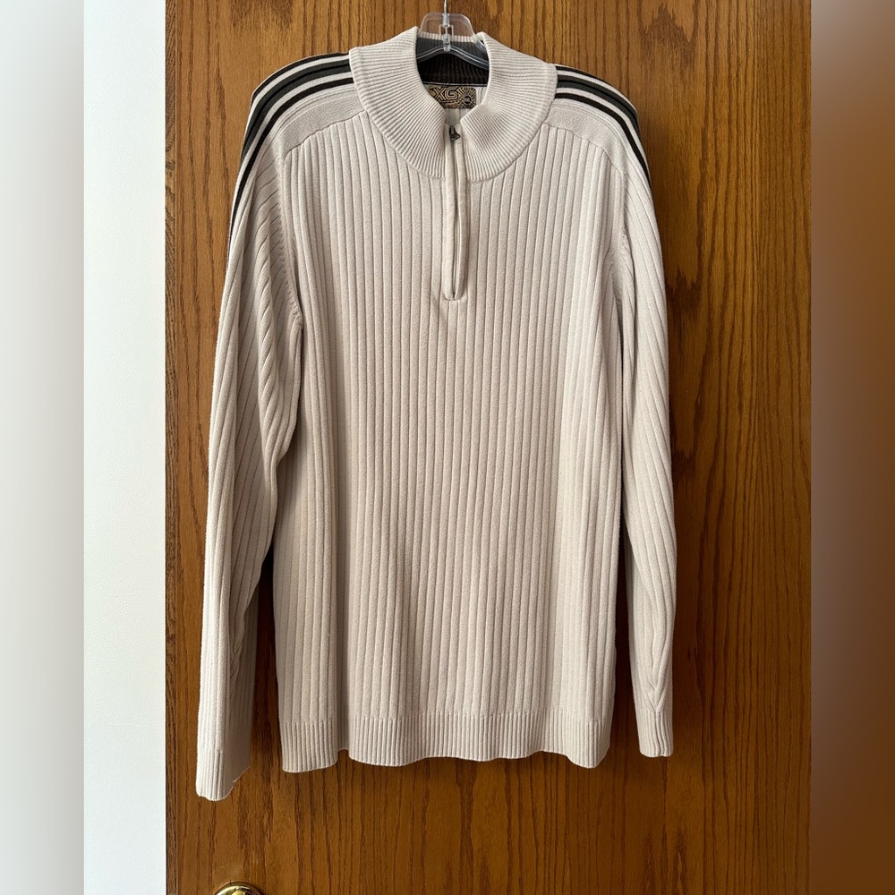 Men’s XG 1/4 zip sweater. XXL fits a little smaller like xl but yet loose. Cream